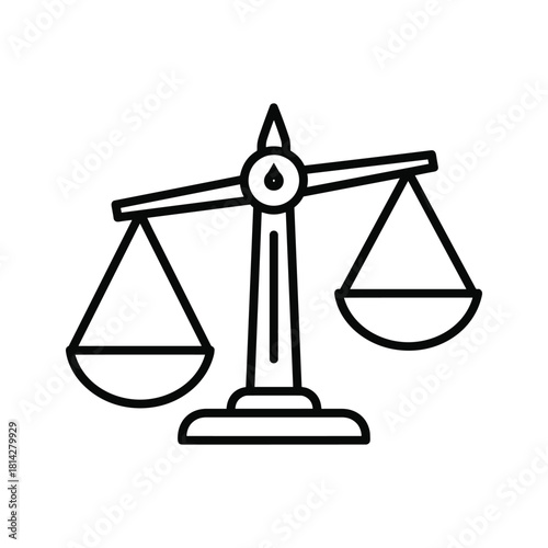 A simple balance scale illustration isolated on justice and equality concept law and order