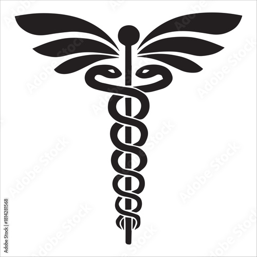 Caduceus Symbol With Serpents And Wings