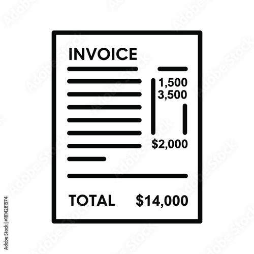 Invoice with total amount icon isolated on representing financial statement and payment