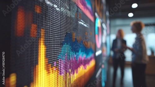Digital Planning Board Close Up with Colorful Data Visualizations