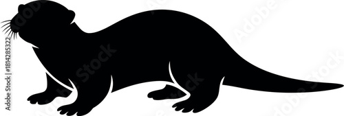 Black otter silhouette on white background animal