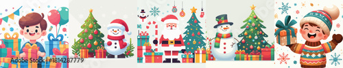Gift Box and Christmas Tree Vector Illustration