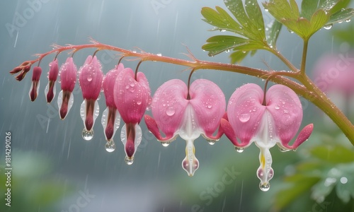 Pink Bleeding Heart with Raindrops