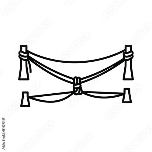 Rope barrier isolated on in line art style illustration