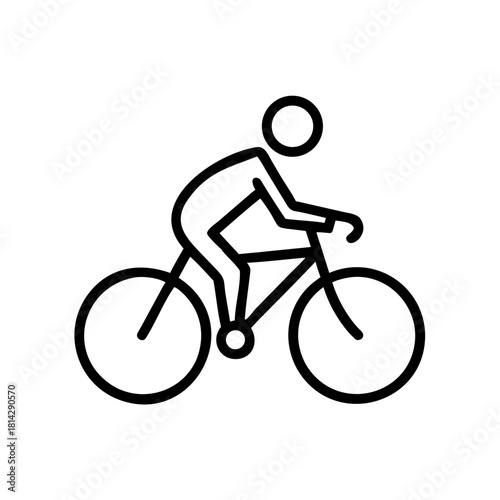Outline Icon of Stick Figure Cycling a Bicycle