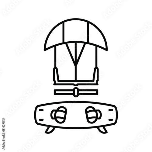 Kitesurfing line icon isolated on, extreme sport concept