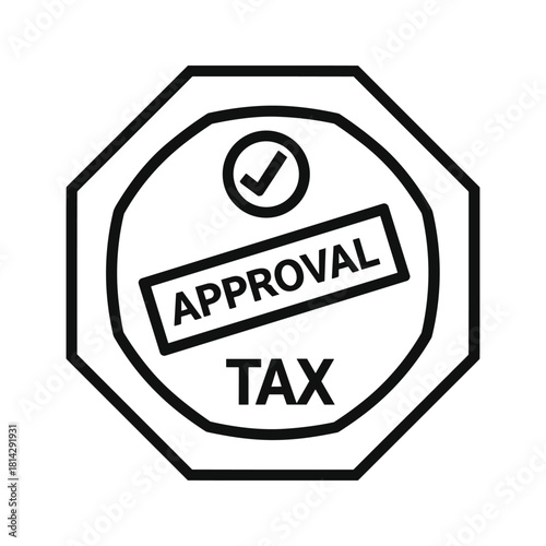 Tax approval stamp illustration showing a checkmark and the word approval isolated on