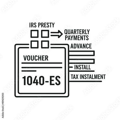 Illustration of 1040es form for estimated tax payment isolated on