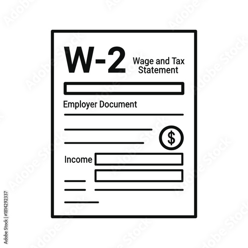 W2 wage and tax statement employer document isolated on finance concept