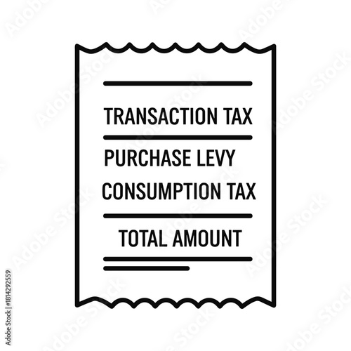 Tax receipt icon isolated on, representing transaction tax and purchase levy