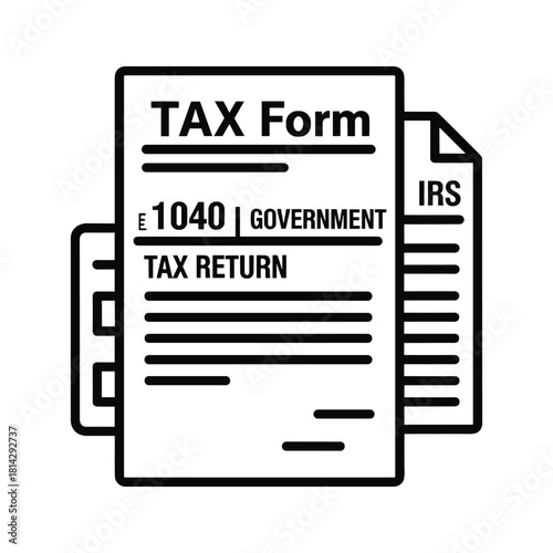 Tax form 1040 government tax return and irs isolated on