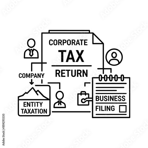 Corporate tax return filing concept shown in a vector illustration isolated on