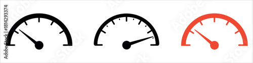 Speedometer gauges showing performance levels indicating efficiency or danger in black and red, a visual dashboard for business metrics.