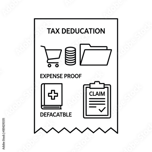 Tax deduction concept shown in a vector illustration isolated on for expense proof