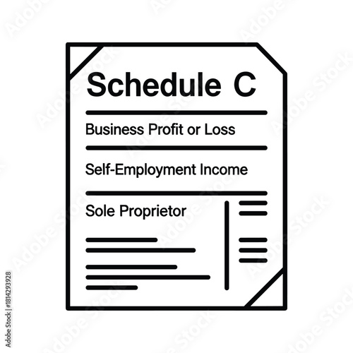 Schedule c tax form isolated on, used to report profit or loss from a business
