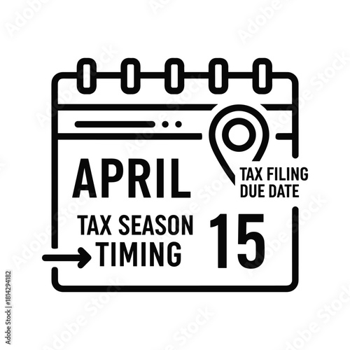 Tax season timing concept showing calendar with april 15 tax filing due date isolated on