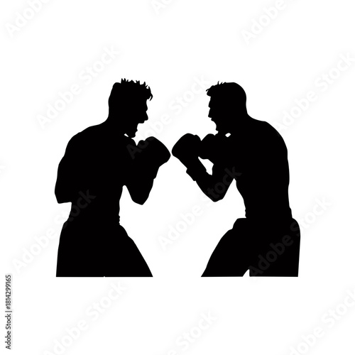 Silhouette of two boxers facing each other in a fighting stance
