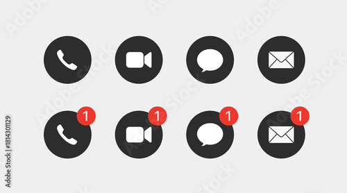 Phone calling icon set. Streaming icon set. Video call buttons set. Collection of internet conversation buttons. A set of video communication elements. Stock vector EPS10.