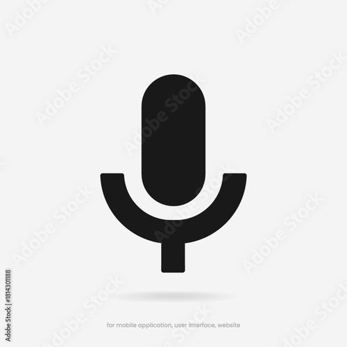 Podcast, broadcast, webcast icon. Voicemail sign. Voice chat icon. Recording symbol. Mute icon. 3D Phone microphone icon for UI UX, mobile app, presentations with soft UI, push button.