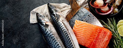 Assorted seafood. Mediterannean food concept.