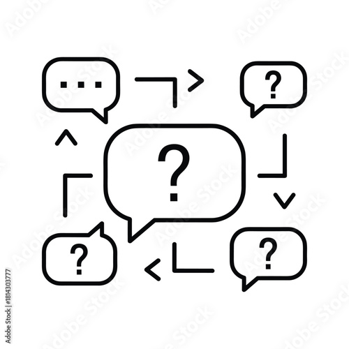 Questions and answers in speech bubbles isolated on concept of communication and discussion