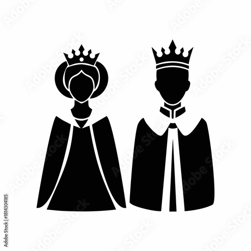 vector silhouette of queen and king on white background