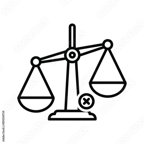 Scale with imbalance isolated on symbolizes injustice, inequality, and unfairness in legal system