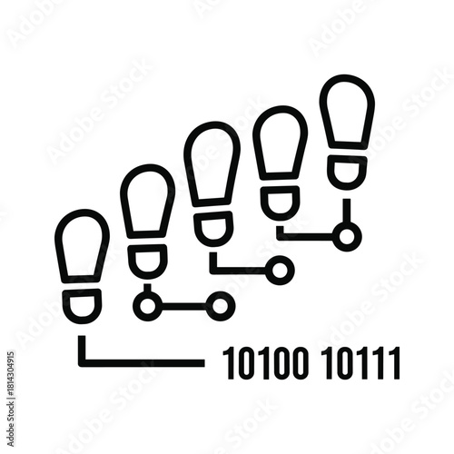 Illustration of a data driven approach with footprints and binary code isolated on