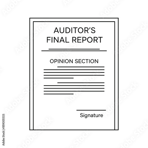 Auditors final report with opinion section isolated on