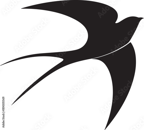 Black vector illustration and silhouette icon of a horse head, eagle bird, dolphin mammal, and shark fish for a wildlife marine logo design symbol