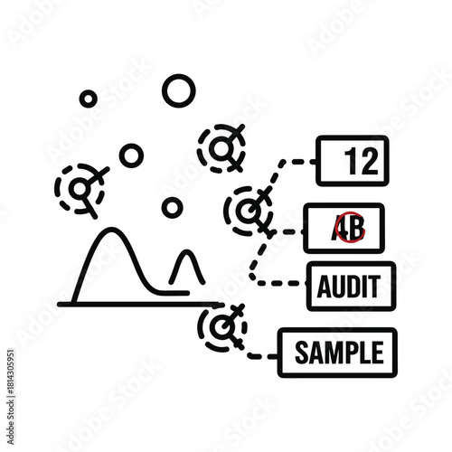 Statistical analysis icon isolated on, representing data analysis and audit sampling techniques