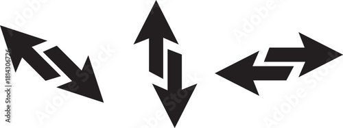 Bidirectional Arrow Icon Set. Two Way, Exchange, and Resize Arrows in Different Angles.