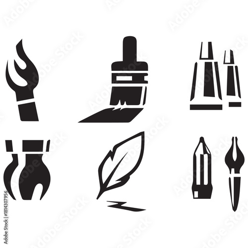 Artistic Paint Tools Icon Bundle