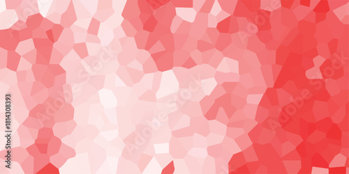 Vibrant abstract background composed of irregular geometric shapes in shades of red and white, creating a mosaic-like or crystalline pattern with a gradient effect for modern design
