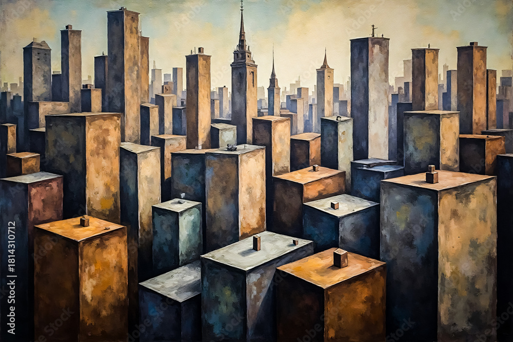 Fototapeta premium Ville américaine, peinture