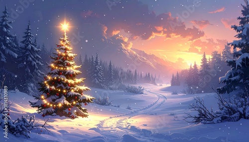 christmas tree in the snow