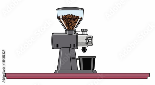 coffee grinder machine on table coffee shop business equipment vector