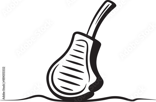Minimalist Single Line Drawing of Bone-In Steak – Vector Illustration
