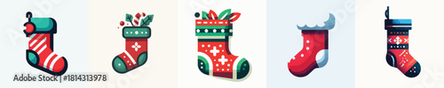 Cute Christmas Stocking Vector Illustration