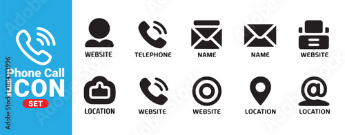 Phone call contact icon set vector illustration. web symbol for communication and business