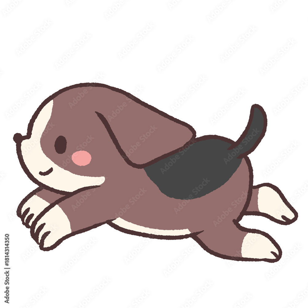 Fototapeta premium 走るビーグル犬のイラスト