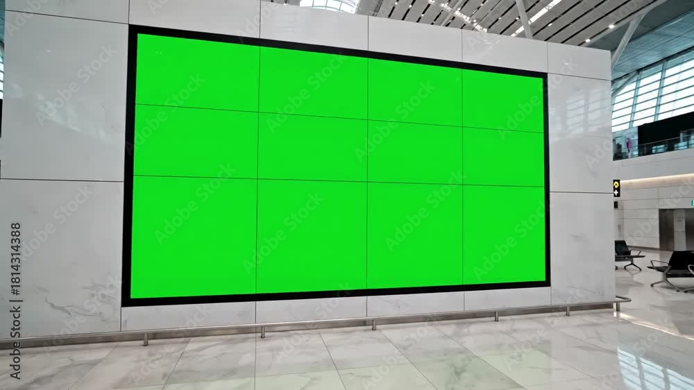 Sleek Concourse Advertising Panel with airport hall billboard mock up ...