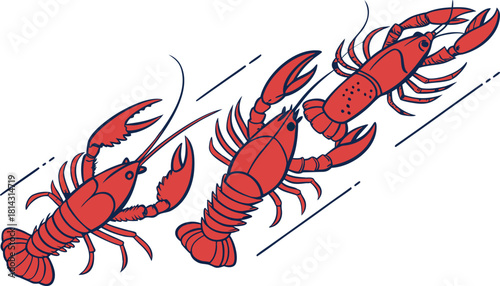 Red Lobster seafood vector illustration