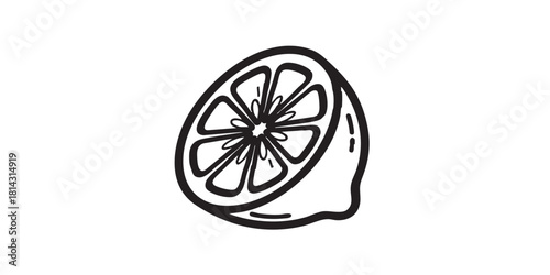 Half of lemon line icon, citrus fruits concept. Vector graphics. Sliced lemon, fruit sign on white background, style icon mobile or web design.
