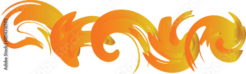 Abstract flowing horizontal orange and yellow fire or flame brush stroke texture vector banner. Dynamic background element representing energy, heat, passion, movement, or power with clean copy space 