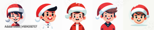 A Cute Boy Christmas Hat Vector Illustration