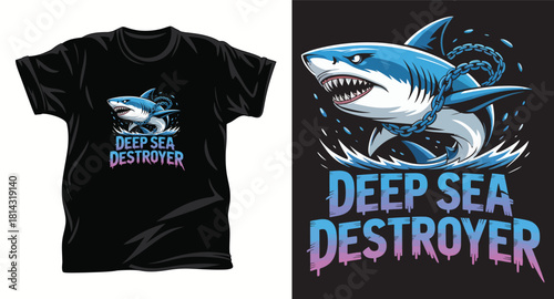 shark graphic vector t shirt design print.