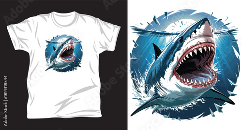 shark graphic vector t shirt design print.
