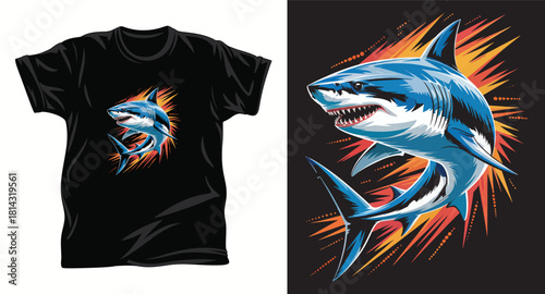 shark graphic vector t shirt design print.