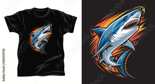 shark graphic vector t shirt design print.